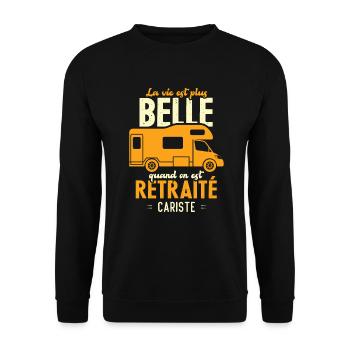 Retraité et camping-cariste humour cadeau - Sweat-shirt Unisexe - noir - Devant - Alina (178cm) & Michal (187cm)