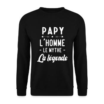 Papy l'homme le mythe la légende humour cadeau - Sweat-shirt Unisexe - noir - Devant - Alina (178cm) & Michal (187cm)