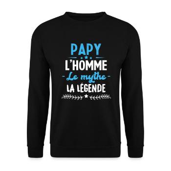 Papy l'homme le mythe la légende humour cadeau - Sweat-shirt Unisexe - noir - Devant - Alina (178cm) & Michal (187cm)