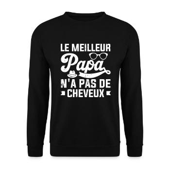 Le Meilleur Papa N'a Pas De Cheveux - Sweat-shirt Unisexe - noir - Devant - Alina (178cm) & Michal (187cm)