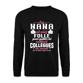 Collègue Nana, Cadeau meilleurs collègues du monde - Sweat-shirt Unisexe - noir - Devant - Alina (178cm) & Michal (187cm)