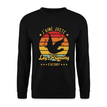 J'aime juste les pigeons D'accord - Sweat-shirt Unisexe - noir - Devant - Alina (178cm) & Michal (187cm)