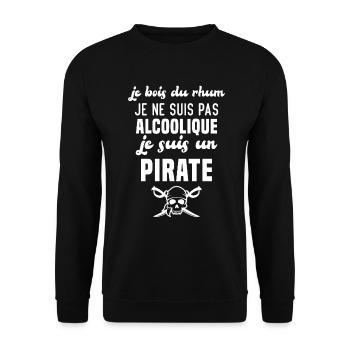 Je ne suis pas alcoolique je suis un pirate - Sweat-shirt Unisexe - noir - Devant - Alina (178cm) & Michal (187cm)