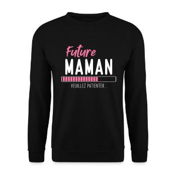 Future Maman veuillez patienter - Sweat-shirt Unisexe - noir - Devant - Alina (178cm) & Michal (187cm)