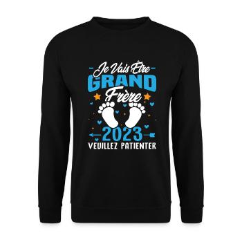 Je Vais Être Grand Frère en 2023 - Sweat-shirt Unisexe - noir - Devant - Alina (178cm) & Michal (187cm)