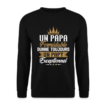 Cadeau pour grand-père - Un papy exceptionnel - Sweat-shirt Unisexe - noir - Devant - Alina (178cm) & Michal (187cm)