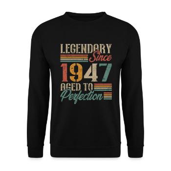 Vintage 1947 Cadeau D'anniversaire Rétro - Sweat-shirt Unisexe - noir - Devant - Alina (178cm) & Michal (187cm)