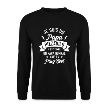 Un papa pizzaiolo c'est comme un papa normal - Sweat-shirt Unisexe - noir - Devant - Alina (178cm) & Michal (187cm)