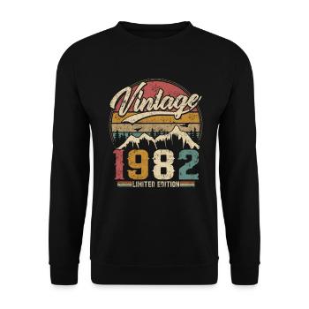 Vintage 1982 Limited Edition Cadeau D'anniversaire - Sweat-shirt Unisexe - noir - Devant - Alina (178cm) & Michal (187cm)
