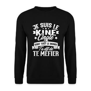 Je Suis Le Kiné Cinglé Humour Cadeau - Sweat-shirt Unisexe - noir - Devant - Alina (178cm) & Michal (187cm)