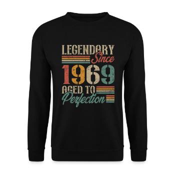 Vintage 1969 Cadeau D'anniversaire Rétro - Sweat-shirt Unisexe - noir - Devant - Alina (178cm) & Michal (187cm)