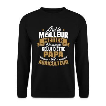 Papa et Agriculteur - Cadeau papa agriculteur - Sweat-shirt Unisexe - noir - Devant - Alina (178cm) & Michal (187cm)