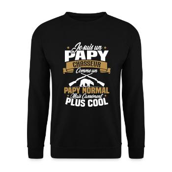 Je suis un papy chasseur comme un papy normal - Sweat-shirt Unisexe - noir - Devant - Alina (178cm) & Michal (187cm)
