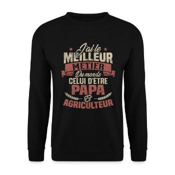 Papa et Agriculteur - Cadeau papa agriculteur - Sweat-shirt Unisexe - noir - Devant - Alina (178cm) & Michal (187cm)