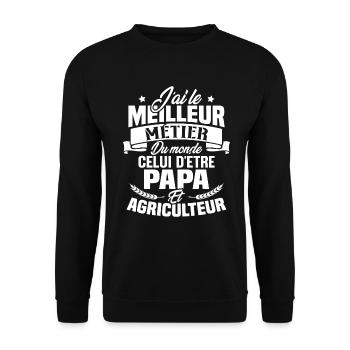 Papa et Agriculteur - Cadeau papa agriculteur - Sweat-shirt Unisexe - noir - Devant - Alina (178cm) & Michal (187cm)