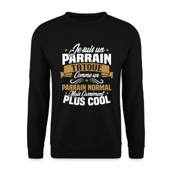 J'ai un parrain tatoué comme un parrain normal - Sweat-shirt Unisexe - noir - Devant - Alina (178cm) & Michal (187cm)