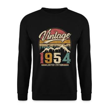 Vintage 1954 Limited Edition Birthday Gift - Unisex Sweatshirt - black - Front - Alina (178cm) & Michal (187cm)
