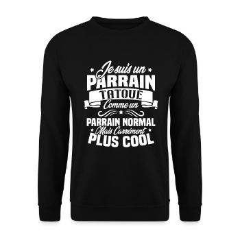 J'ai un parrain tatoué comme un parrain normal - Sweat-shirt Unisexe - noir - Devant - Alina (178cm) & Michal (187cm)