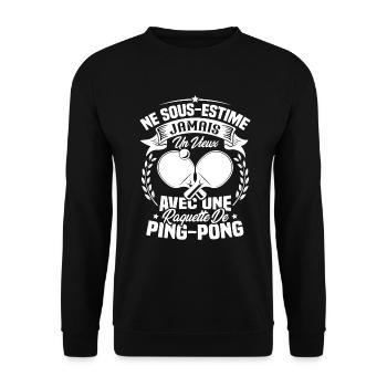 Un vieux avec une raquette de ping pong - Sweat-shirt Unisexe - noir - Devant - Alina (178cm) & Michal (187cm)