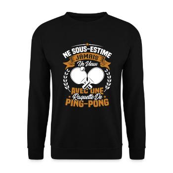 Un vieux avec une raquette de ping pong - Sweat-shirt Unisexe - noir - Devant - Alina (178cm) & Michal (187cm)