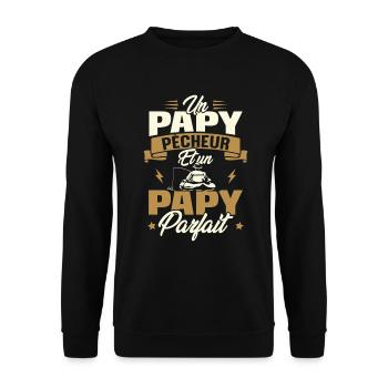 Un papy pêcheur est un papy parfait - Sweat-shirt Unisexe - noir - Devant - Alina (178cm) & Michal (187cm)