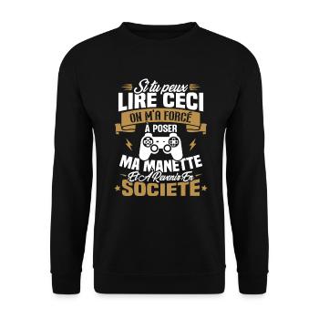 J’ai été obligé de poser ma manette de jeu - Sweat-shirt Unisexe - noir - Devant - Alina (178cm) & Michal (187cm)