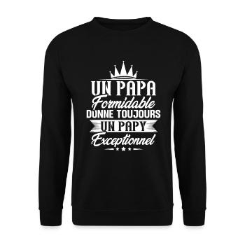 Papa formidable donne toujours papy exceptionnel - Sweat-shirt Unisexe - noir - Devant - Alina (178cm) & Michal (187cm)