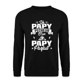 Un papy pêcheur est un papy parfait - Sweat-shirt Unisexe - noir - Devant - Alina (178cm) & Michal (187cm)