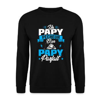 Un papy pêcheur est un papy parfait - Sweat-shirt Unisexe - noir - Devant - Alina (178cm) & Michal (187cm)