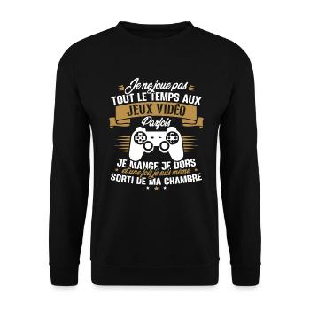 Je ne joue pas tout le temps aux jeux vidéos - Sweat-shirt Unisexe - noir - Devant - Alina (178cm) & Michal (187cm)