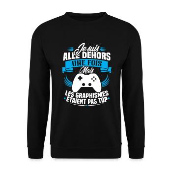 Humour cadeau console graphisme jeux vidéo - Sweat-shirt Unisexe - noir - Devant - Alina (178cm) & Michal (187cm)