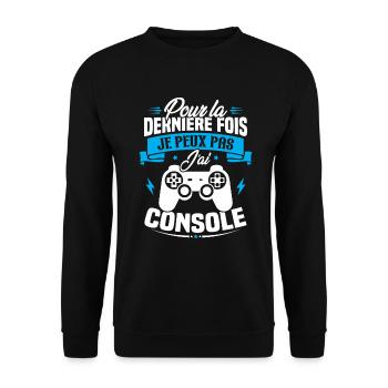 Pour la derniere fois je peux pas j'ai console - Sweat-shirt Unisexe - noir - Devant - Alina (178cm) & Michal (187cm)