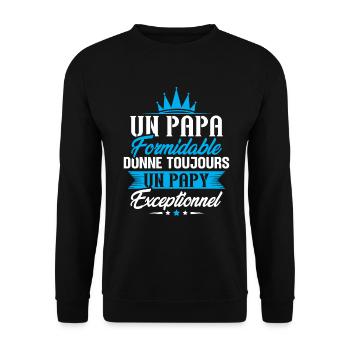 Un papa formidable donne toujours un papy - Sweat-shirt Unisexe - noir - Devant - Alina (178cm) & Michal (187cm)