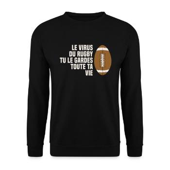 Le virus du Rugby tu le gardes toute ta vie - Sweat-shirt Unisexe - noir - Devant - Alina (178cm) & Michal (187cm)
