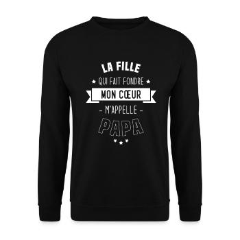 La fille qui fait fondre mon cœur m'appelle papa - Sweat-shirt Unisexe - noir - Devant - Alina (178cm) & Michal (187cm)