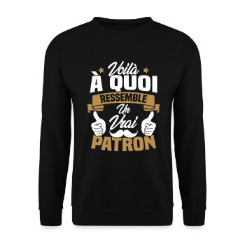 Voilà à quoi ressemble un vrai patron - Sweat-shirt Unisexe - noir - Devant - Alina (178cm) & Michal (187cm)