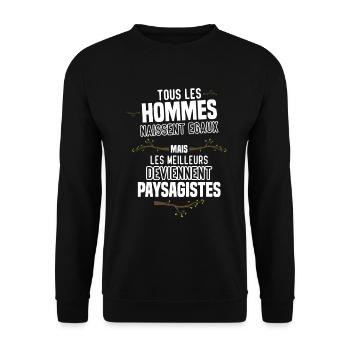 Les Meilleurs Hommes Deviennent paysagistes - Sweat-shirt Unisexe - noir - Devant - Alina (178cm) & Michal (187cm)