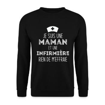 Je suis une maman et une infirmière - Sweat-shirt Unisexe - noir - Devant - Alina (178cm) & Michal (187cm)