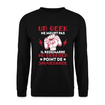 un geek ne meurt pas il redémarre au dernier point - Sweat-shirt Unisexe - noir - Devant - Alina (178cm) & Michal (187cm)