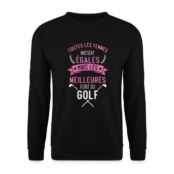 Les meilleures femmes font du golf Cadeau humour - Sweat-shirt Unisexe - noir - Devant - Alina (178cm) & Michal (187cm)