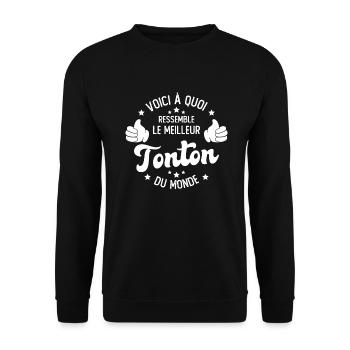 Voici à Quoi Ressemble le Meilleur Tonton du Monde - Sweat-shirt Unisexe - noir - Devant - Alina (178cm) & Michal (187cm)