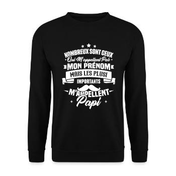 Les plus importants mappellent papi / Cadeau papi - Sweat-shirt Unisexe - noir - Devant - Alina (178cm) & Michal (187cm)