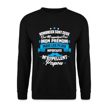 Les plus importants mappellent papou, Cadeau papou - Sweat-shirt Unisexe - noir - Devant - Alina (178cm) & Michal (187cm)