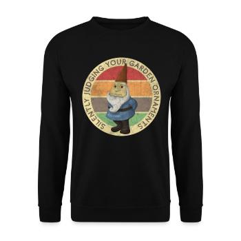 Lustiges Gartentee stumm beurteilen Gartenzwerg - Unisex Pullover - Schwarz - Vorne - Alina (178cm) & Michal (187cm)