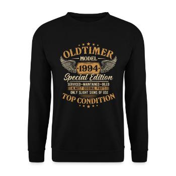 Oldtimer 1994 Jahrgang geboren Geburtstag Geschenk - Unisex Pullover - Schwarz - Vorne - Alina (178cm) & Michal (187cm)