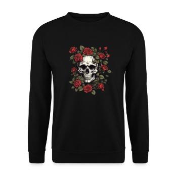 Rose Skull - Unisex Sweatshirt - black - Front - Alina (178cm) & Michal (187cm)