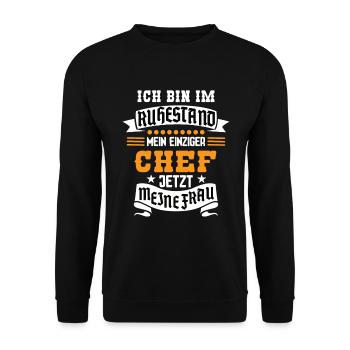 I'm retired my only now Mei - Unisex Sweatshirt - black - Front - Alina (178cm) & Michal (187cm)