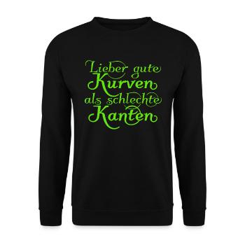 better good curves than bad edges, green - Unisex Sweatshirt - black - Front - Alina (178cm) & Michal (187cm)