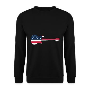 GITARRE MIT US AMERIKANISCHER FLAGGE GITARREN - Unisex Pullover - Schwarz - Vorne - Alina (178cm) & Michal (187cm)