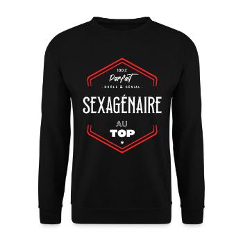 Sexagénaire parfait et au top - Sweat-shirt Unisexe - noir - Devant - Alina (178cm) & Michal (187cm)